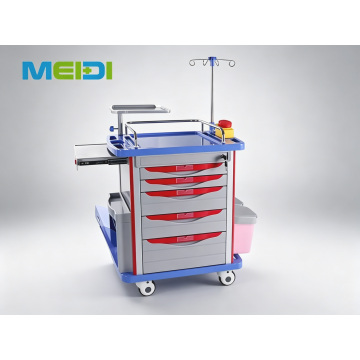 Hospital ABS Emergency Crash Cart Medical Trolley with Drawers