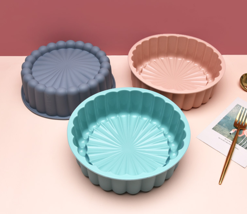 Round Flower Shaped Silicone Baking Pan Mold Trays