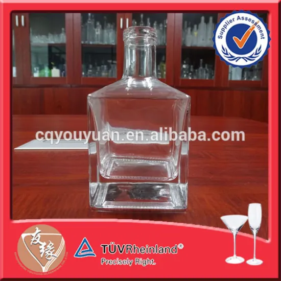Customer Design 500ML Refillable Liquor Bottle Flint Glass Square Whisky Bottle 500ML