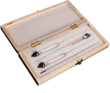 Alcohol Concentration Meter and Thermometer Testing Set for Wine, Vodka, Whiskey - 4 Piece Bar Tool Kit
