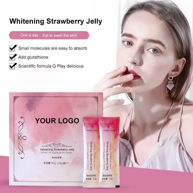 OEM/ODM Natural Pomegranate fruit Collagen Jelly Stick 100% Vegan strawberry flavor skin whitening collagen peptide jelly