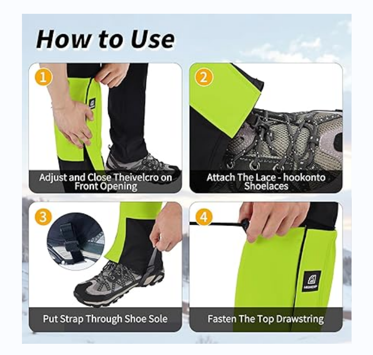 Leg Gaiters Waterproof Adjustable Shoe Snow