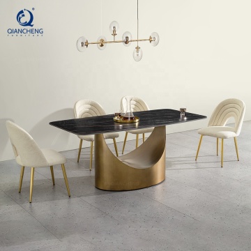 Qiancheng China ha realizzato 4-10 tavoli da pranzo al mare: buffet Comedor Kitchen Mesas de Cozinha Jantar Stone Marble Bronze