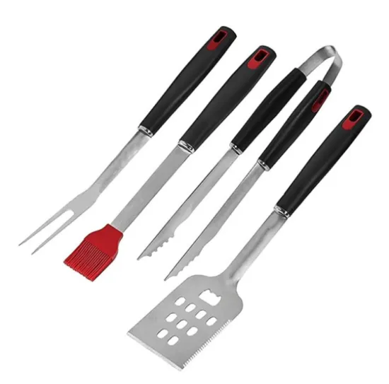 Hot Sale: Premium Eco-Friendly Food Grade 4-Piece BBQ Utensil Set in Stainless Steel