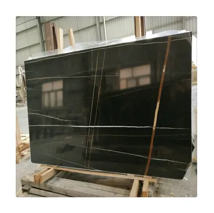Black Saint Laurent Marble St. Taupe Gold Vein Stone - Top Quality