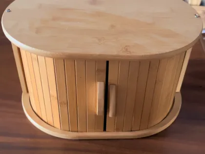 Unique Bamboo Bread Box with Two-way Doors - High Quality New Design