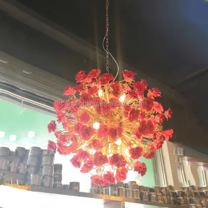 Ceramic Rose Flower Garden Chandelier Lighting