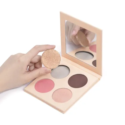 Custom Logo 4-Color Pressed Mineral Powder Face Contour Highlight Palette