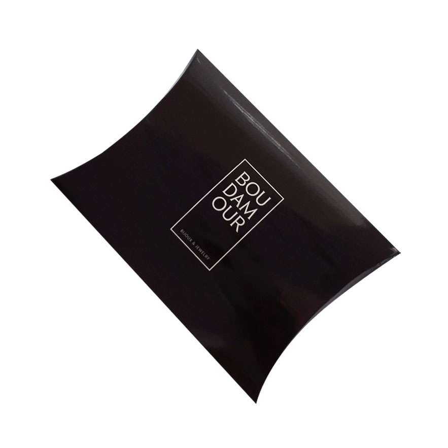 New Printing Logo Black Matte Coated Paper Pillow Boxes