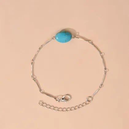 Retro Fashion Oval Turquoise Bracelet Adjustable Bracelet