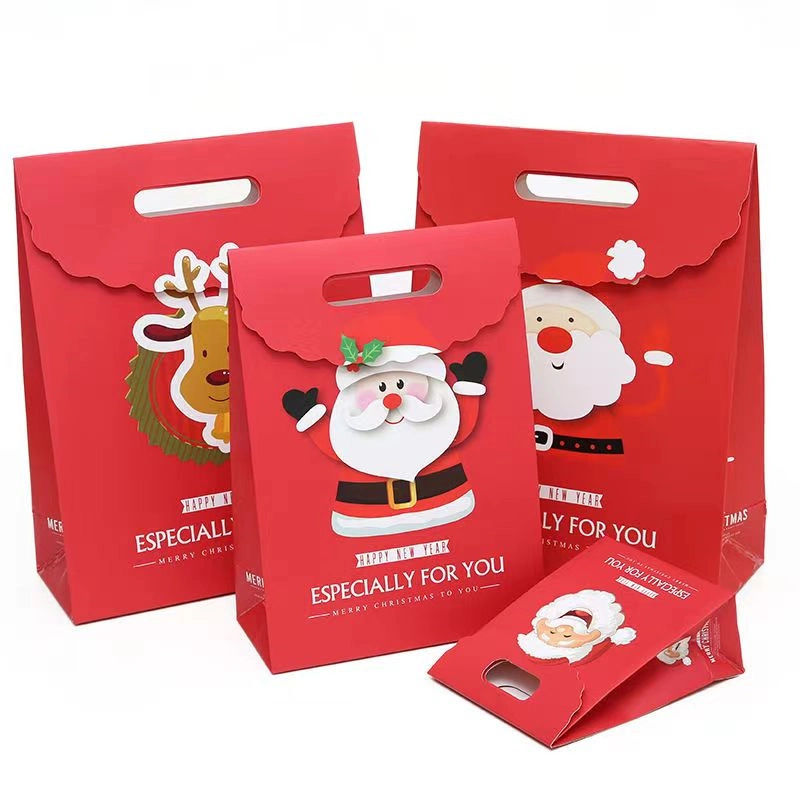 Merry Christmas Eve Gift Packaging Creative White Cardboard Christmas Gift Paper Bag