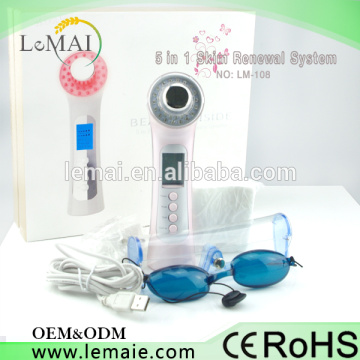 beauty equipment led machine for skin rejuvenation , 5 in 1 Ultrasonic Photon Therapy Ion used for care your skin