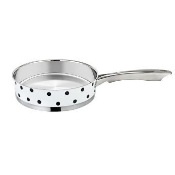 Stainless steel skillet with black dots