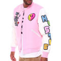 Chaqueta de béisbol de color rosa y blanca