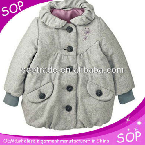 High quality o-neck girls cashmere wool coats