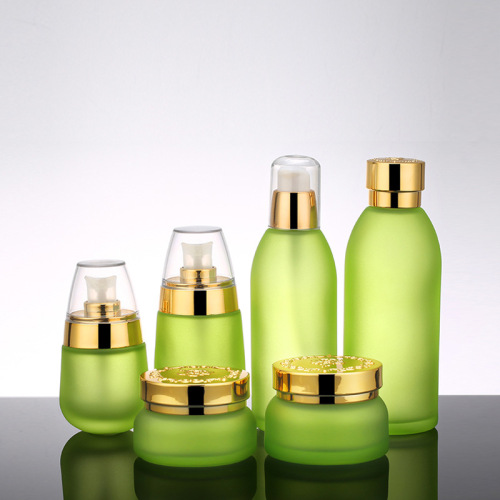 Golden Carved ABS Cap Glass Cosmetic Bottles