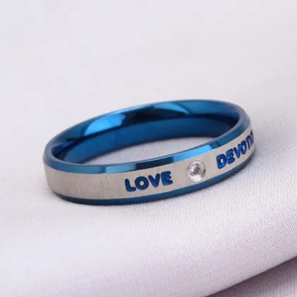 Stylish Blue Stainless Steel Couple Rings: Perfect Wedding Promise Engagement Jewelry