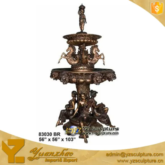 big modern bronze fountain with lady statue for garden decoration