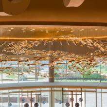 Hotel lobby ceiling fish crystal amber chandelier lamp