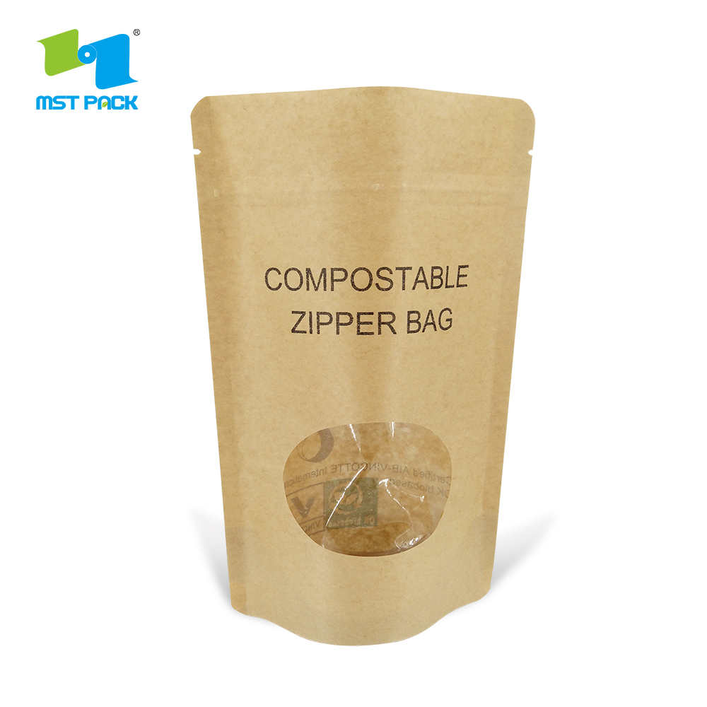 Kraft Paper Compostable Biodegradable Bags With Window China Manufacturer