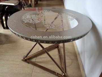 1+4 Glass top dining table and chair center table set for 4 seaters AH126-2