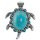 Moda mujer turquesa tortuga patrón azul Rhinestone incrustado anillo de dedo