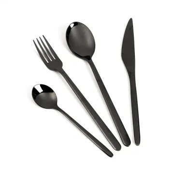 Luxury Black 4-Piece Stainless Steel Cutlery Set: Vintage Style Quality Kitchen Utensils