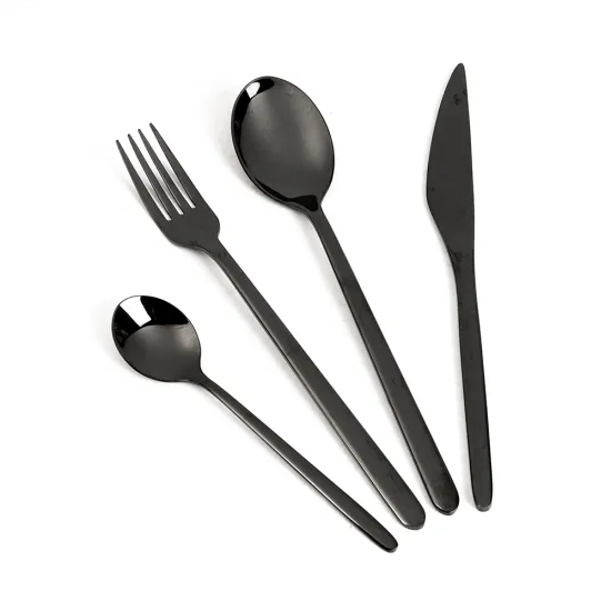 Luxury Black 4-Piece Stainless Steel Cutlery Set: Vintage Style Quality Kitchen Utensils