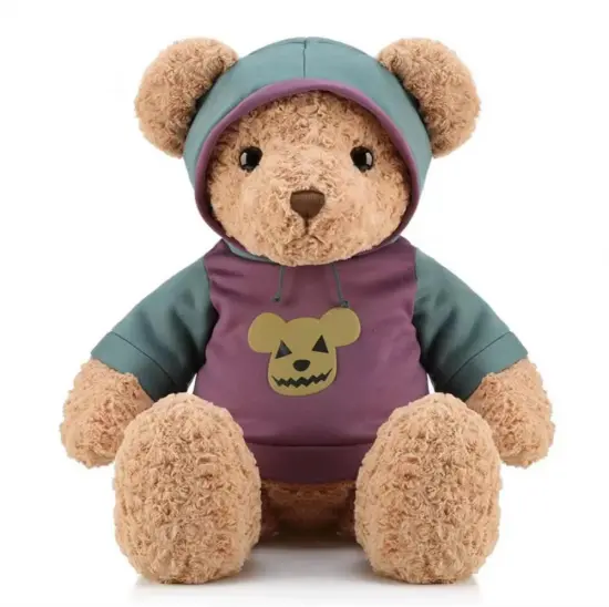 Curly hip hop teddy bear plush sleeping toy