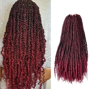 Hot Selling 24Inches Brown Red Pre-Twisted Crochet Braiding Synthetic Water Wave Passion Twist Crochet Braid Hair Extensions