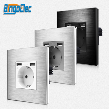 Bingoelec 16A German Smart Socket with Dual USB Ports - Wholesale EU Alum Base Mechanical Socket