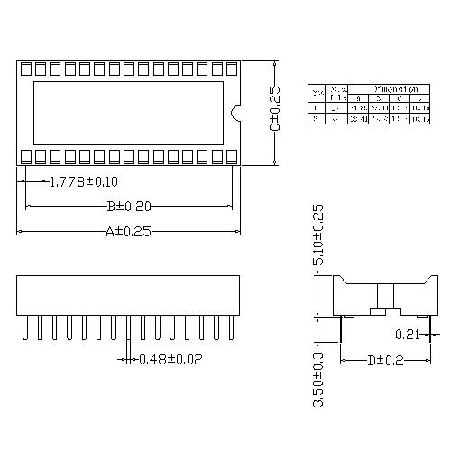 1.778mm Dual-in-line Socket Straight DIP Type Stamped