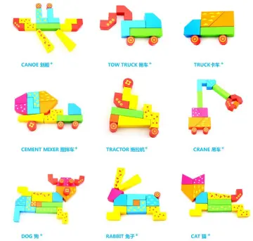 Wooden kids educational DIY Toys Building Block 21pcs Magic Cube Block