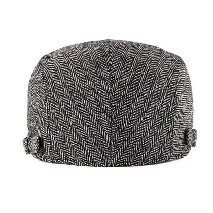 British Retro Men's Beret Hat: Spring and Autumn Herringbone Design for Middle-Aged and Elderly