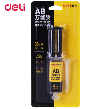 Deli 4 ml syringe shape strong adhesive AB glue for glass metal wood stone ceramics quality liquid super office glues waterproof