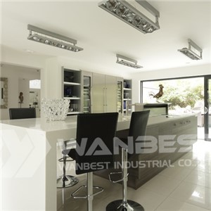 Hi Macs White Floating Peninsular Kitchen