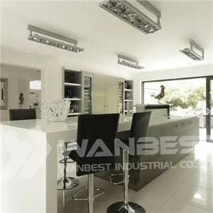 Hi Macs White Floating Peninsular Kitchen