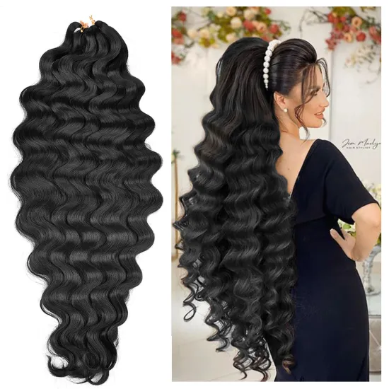 Wholesale Body Wave Crochet Braiding Pre Feathered Hybrid Long Ombre Brown Red Water Wave Braids Synthetic Hair Extensions