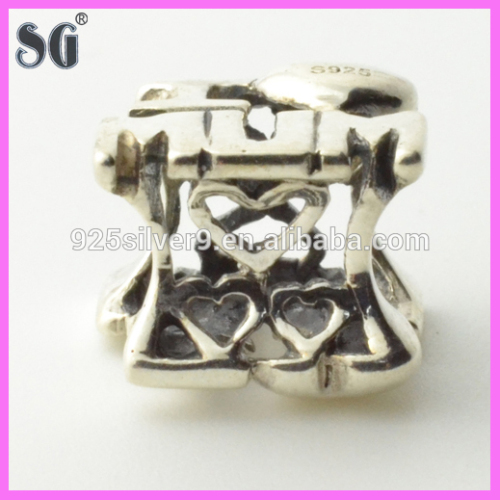 top new 2015 letter alphabet beads Heart shape 925 authentic silver charm sterling silver bead fits european bracelet