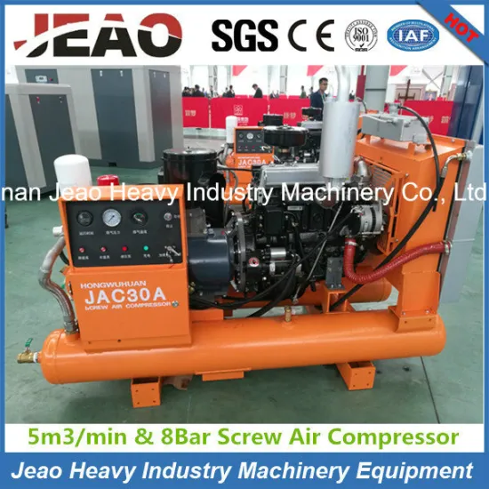 175cfm & 8bar Diesel Screw Air Compressor for DTH Portable Drilling Rig