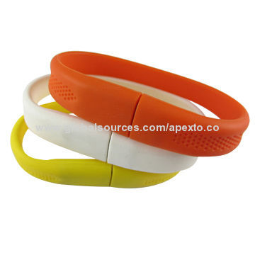 Colorful Silicone Wristband USB Flash Drives with 128MB-32GB Storage Capacity