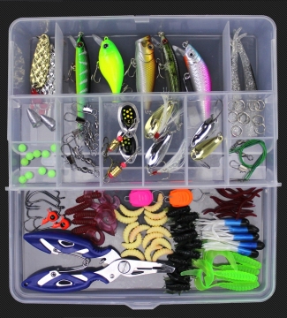 Fishing Combo 103pcs Artificial Bait Set with Box and Treble Hooks