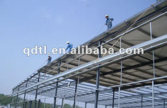 Prefabricated light steel workshop in construction