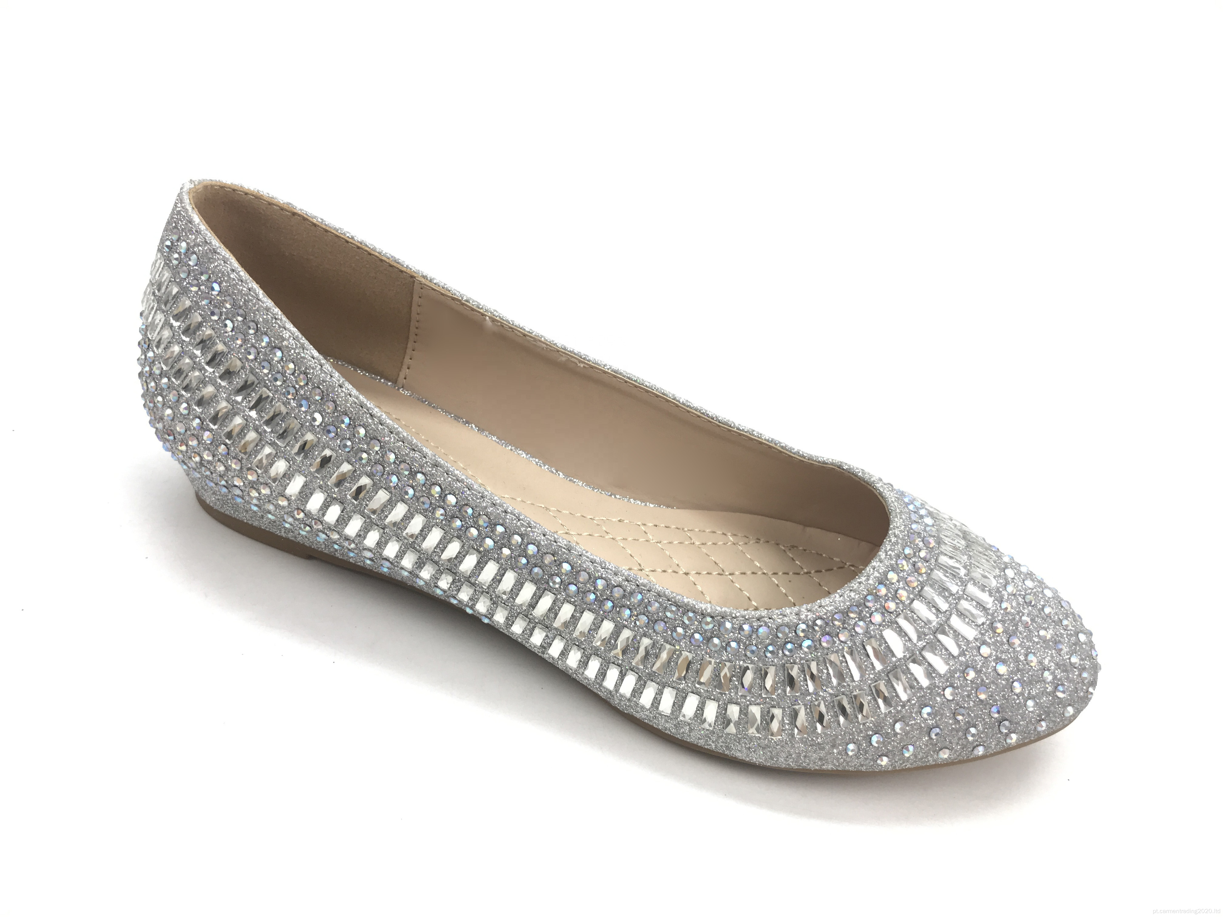 Mulheres Low Wedge Glitter Rhinestone Comfort Shoes