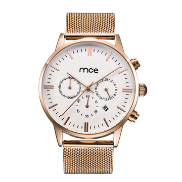 Fashion quality steel mesh quartz Chronograph watch men