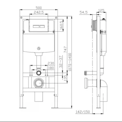 Hidden Wall-Mounted Dual-Flush Toilet Tanks and Frames
