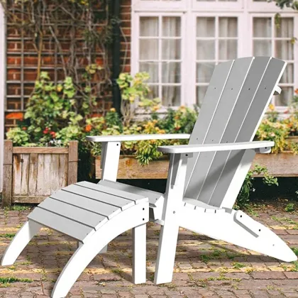 Recycled Red HDPE Resin Ottoman for Adirondack Chair - Outdoor Garden Furniture