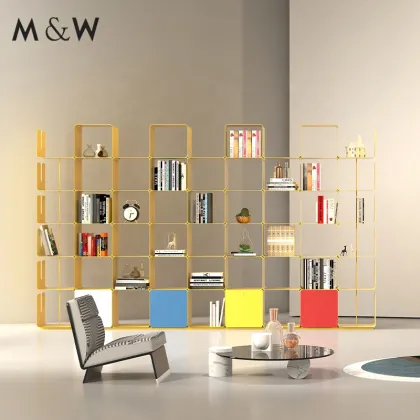 M&W Portable Modern Metal Bookcase for Office