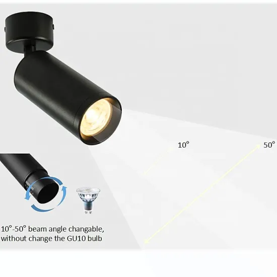 Dimmable GU10 Spot Light Fitting: Adjustable Beam Angle LED Ceiling Light Stage Fixture with CEILING LIGHT Frame