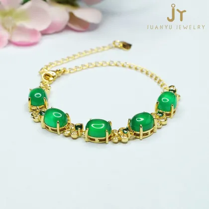 Gold Plated Butterflies Agate and Chalcedony Bracelet Jewelry